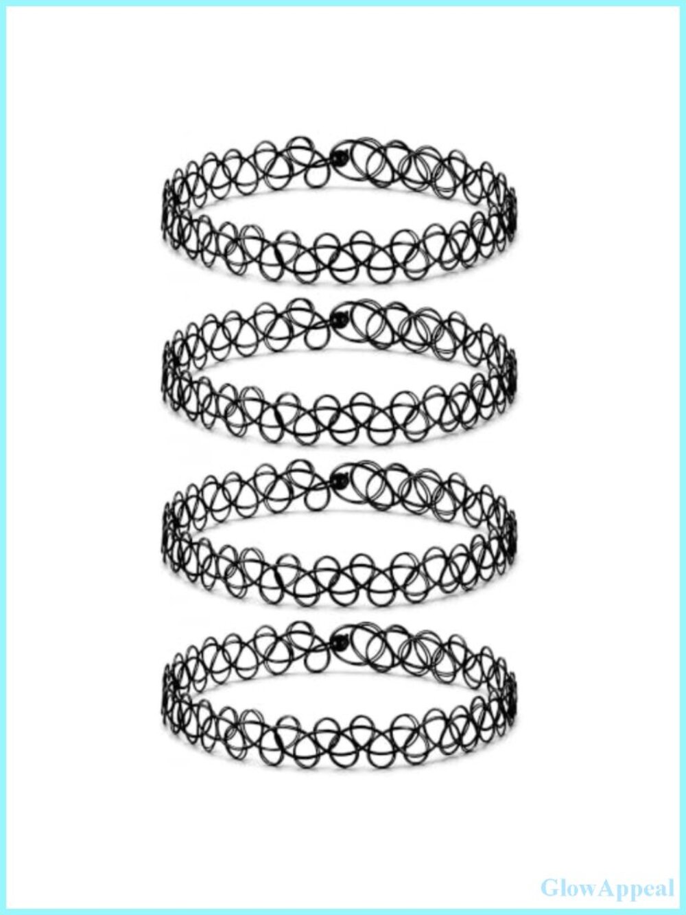4PCS Tattoo Choker Necklaces Elastic Nylon Stretch Goth Y2K 90s Retro Jewelry